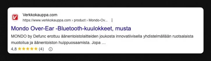 Rich Snippet esimerkki